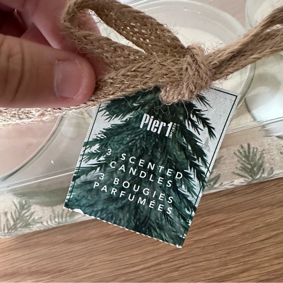 Pier 1 Three Scented Candles: holiday forest, fresh balsam, festive Evergreen - Picture 2 of 4
